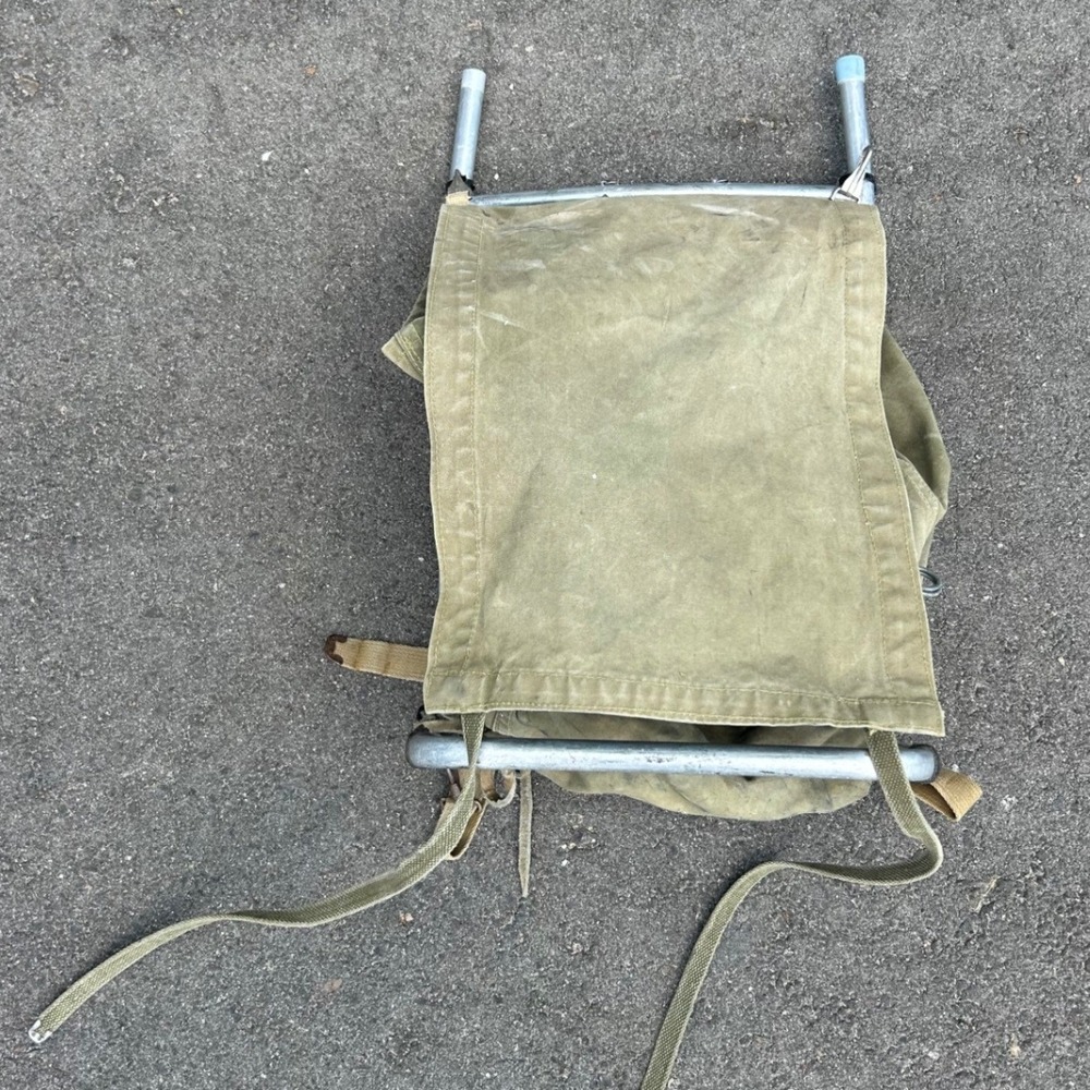 Vintage Military External Frame Rucksack Olive Drab Canvas Style Backpack